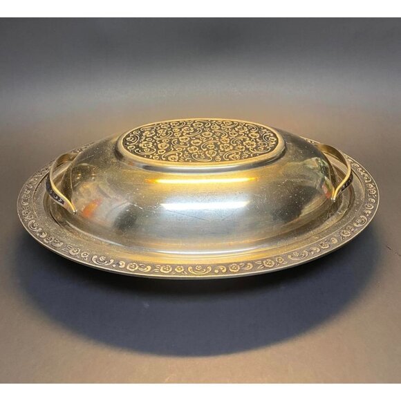 Vintage1960s Oneida Oval Serving Dish With Lid Mediterranea Pattern Design - Picture 1 of 5